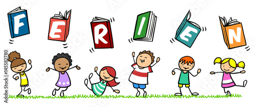 "Kinder freuen sich über Ferien nach der Schule" Stockfotos und