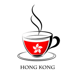 coffee logo made from the flag of Hong Kong