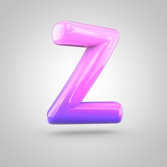Glossy pink and violet gradient paint alphabet letter Z uppercase isolated on white background