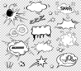 Big Set of Cartoon, Comic Speech Bubbles, Empty Dialog Clouds in Pop Art Style. Vector Illustration for Comics Book , Social Media Banners, Promotional Material