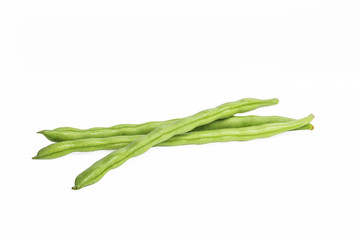 green beans close up on white background