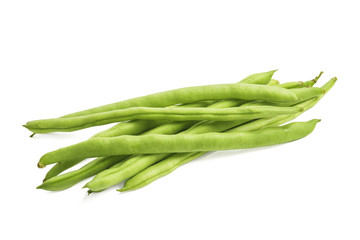green beans close up on white background