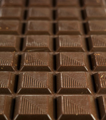 Close-Up of Dark Chocolate Bar for Texture, Background 