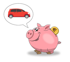 Sparschwein / Vektor / Geld / Münze / Auto