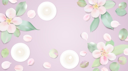 Pastel white relax background vector illustration with candle
