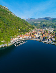 Fototapeta na wymiar Dongo - Lago di Como (IT) - Vista aerea panoramica verticale