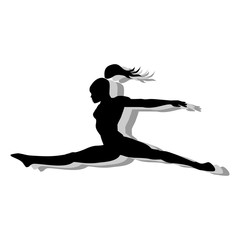 Fototapeta na wymiar Girl rhythmic gymnastics silhouette isolated