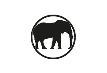 Elephant minimal vector illustration, silhouette isolated on a white background