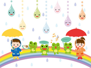 梅雨イメージ　こどもたち