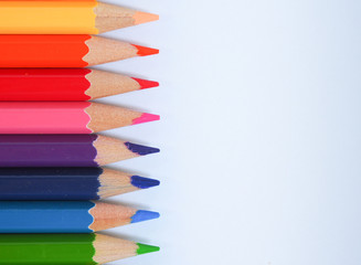 Fototapeta premium Color pencil with free text space on whtie background.
