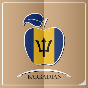 apple logo made from the flag of Barbadian