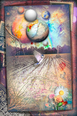 Obraz na płótnie Canvas Fantasy field with rainbow
