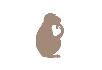 Monkey minimal vector illustration, silhouette isolated on a white background