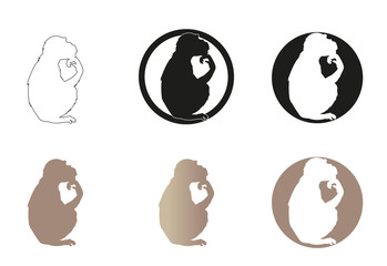 Monkey minimal vector illustration, silhouette isolated on a white background