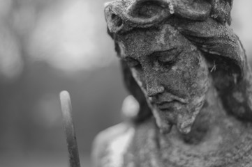 Statue of Christ with a lamb found in a cementery in Hot Springs Virginia