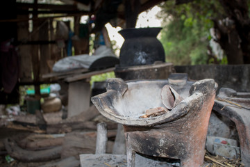 An image of a fireplace used for cooking fire