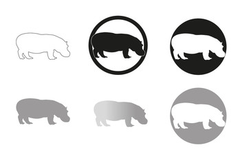 Hippopotamus minimal vector illustration, silhouette isolated on a white background