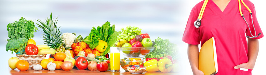 Nurse woman hands and vegetables
