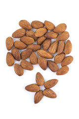 Seed of almonds nuts isolated on white background