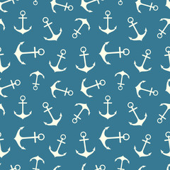 Nautical seamless pattern with anchors
