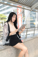 Asian Business Woman on Work Activity using ComputerTablet