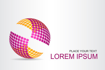 Logo stylized spherical surface with abstract shapes