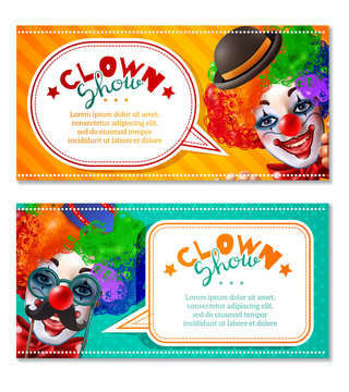 Circus Clown Show 2 Horizontal Banners