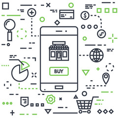 Mobile marketing line vector