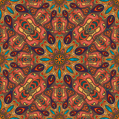 Ornate floral seamless texture, endless pattern with vintage mandala elements.