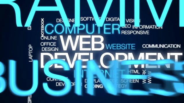 Web development animated word cloud, text design animation.