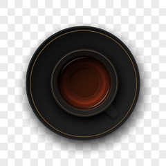 Luxury black tea cup vector illustration
