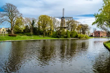 Papier Peint photo autocollant Moulins Dutch windmill in Alkmaar, the Netherlands