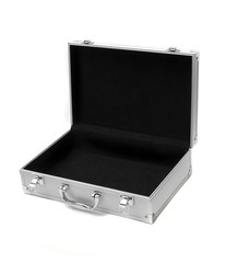 stainless steel suitcase storage box isolated on white background