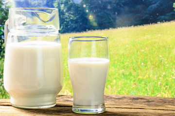 Fresh milk on a meadow