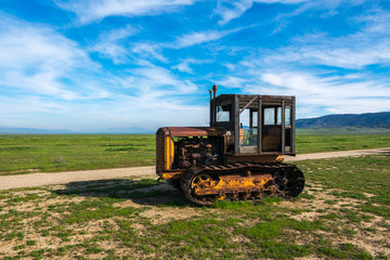 Old farming machinery in Carrizo Plain National Monument, San Andreas Fault (boundary between the Pacific Plate and the North American Plate), California USA, North America