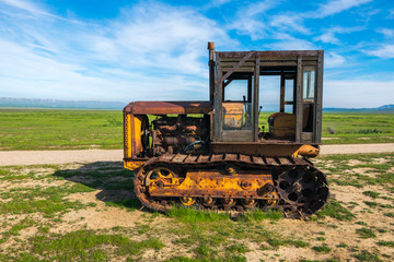 Old farming machinery in Carrizo Plain National Monument, San Andreas Fault (boundary between the Pacific Plate and the North American Plate), California USA, North America