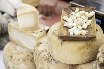 Fototapeta na wymiar Artisan cheese in a market