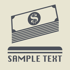 Bundle of money or cash icon or sign