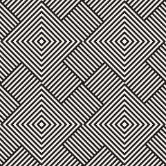 Stylish Lines Maze Lattice. Ethnic Monochrome Texture. Abstract Geometric Background. Vector Seamless Black and White Pattern...