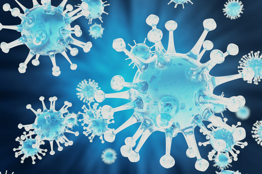 3D illustration virus, bacteria, cell infected organism, virus abstract background