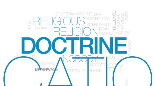 Doctrine animated word cloud, text design animation. Kinetic typography.
