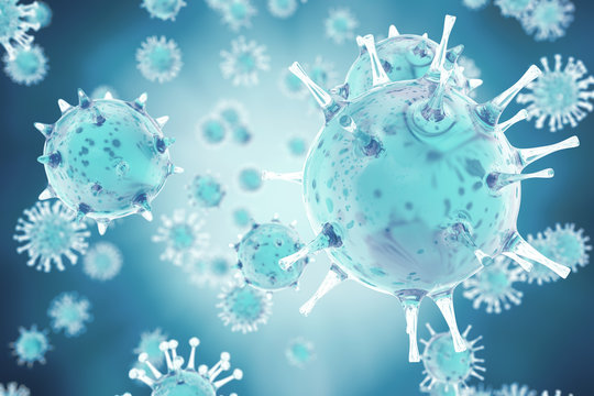 3D illustration virus. Bacteria, cell infected organism, virus abstract background. Influenza Virus H1N1, Swine Flu, Hepatitis, HIV, FLU AIDS