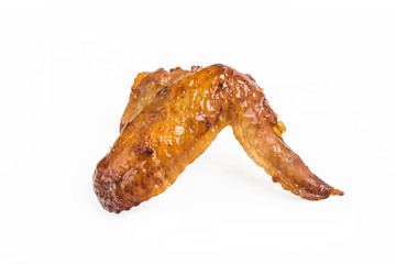 Grilled chicken wings on a white background