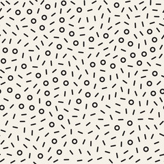 Retro geometric line shapes seamless patterns. Abstract jumble textures. Black and white scattered shapes