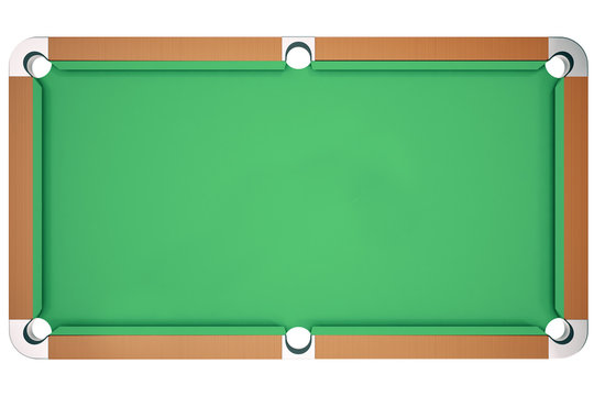 3D illustration view top pool billiard game. American pool billiard. Pool billiard game. Billiard sport concept. Top view