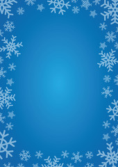Naklejka na ściany i meble blue background with frame of snowflakes