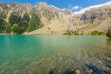 Naklejka na ściany i meble Majestic mountain lake in Canada. Upper Joffre Lake Trail View.