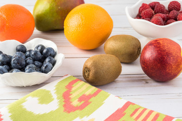 Fresh berries and fruits on a table.