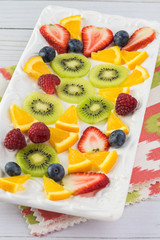 Sliced berries and fruits.