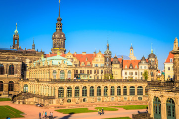 Dresden Cathedral of the Holy Trinity or Hofkirche, Dresden Castle or Royal Palace and Semperoper in Dresden, Saxony, Germany